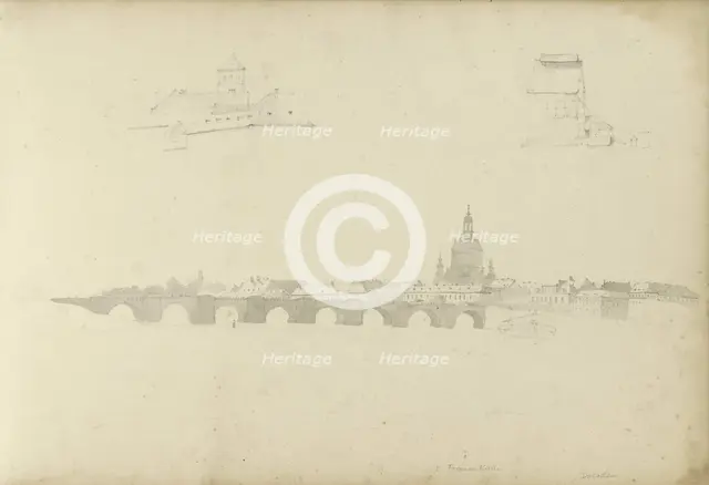 View of Dresden with the Frauenkirche, 1820-1896. Creator: Kasparus Karsen.