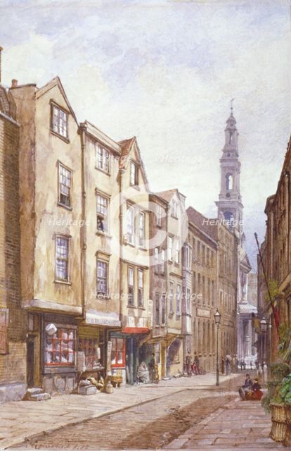 View of Drury Court, looking towards St Mary le Strand, Westminster, London, 1882. Artist: John Crowther