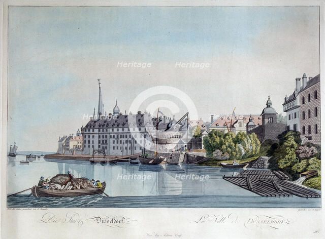 'View of Düsseldorf before the French Bombardment on October 6th, 1794', 1798.  Artist: Johann Ziegler