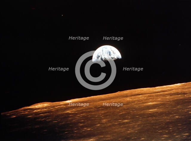 View of Earth from Apollo 10 orbiting the Moon, 1969. Artist: Unknown