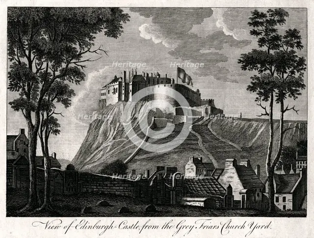 'View of Edinburgh Castle, from the Grey Friars Church Yard', 18th century. Artist: Unknown