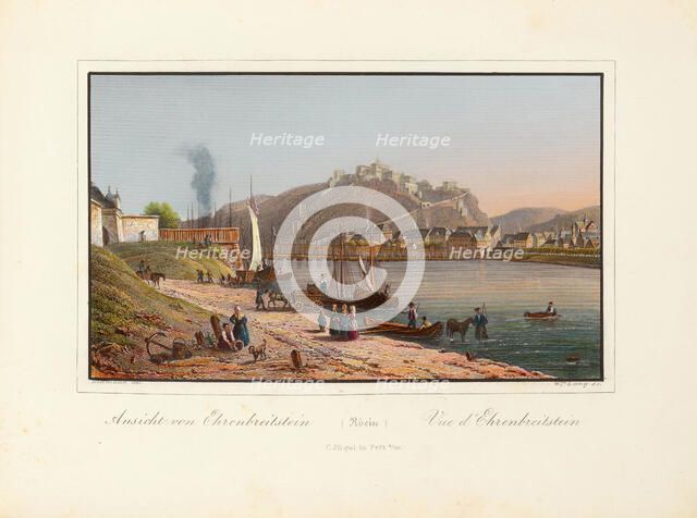 View of Ehrenbreitstein on the Rhine, 1825. Creator: Dielmann, Jakob Fürchtegott (1809-1885).