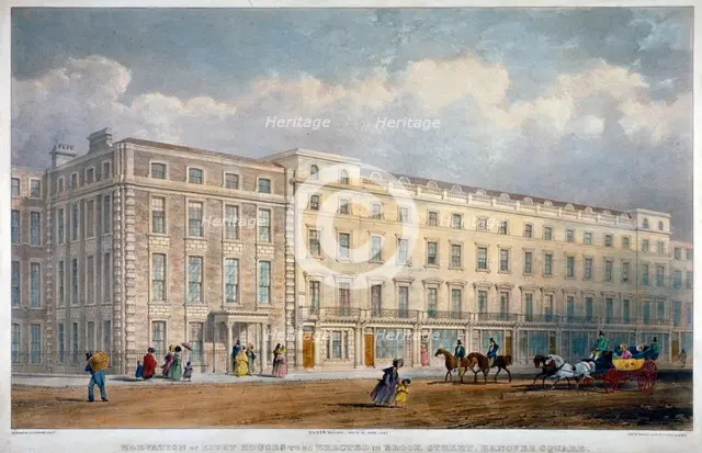 View of eight houses in Brook Street, Westminster, London, c1840. Artist: George Hawkins