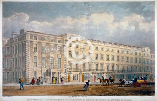 View of eight houses in Brook Street, Westminster, London, c1840. Artist: George Hawkins