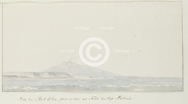 View of Etna over the sea north of Capo Passero, 1778. Creator: Louis Ducros.