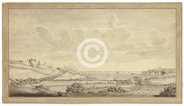 View of Farm Land Near the Sea, c.1770. Creators: Unknown,  M. Venner.