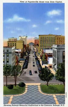 View of Fayetteville Street from the State Capitol, Raleigh, North Carolina, USA, 1941