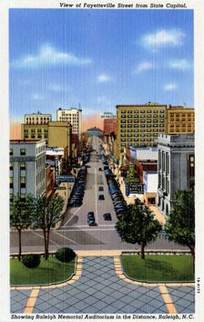 View of Fayetteville Street from the State Capitol, Raleigh, North Carolina, USA, 1941