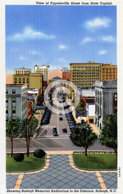 View of Fayetteville Street from the State Capitol, Raleigh, North Carolina, USA, 1941. Artist: Unknown