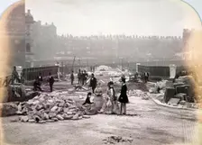 View of figures on Holborn Viaduct during its construction, City of London, 1870. Artist: Henry Dixon