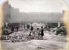 View of figures on Holborn Viaduct during its construction, City of London, 1870. Artist: Henry Dixon
