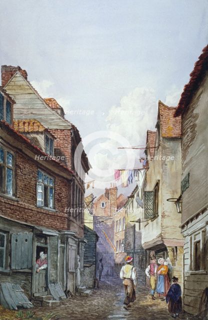 View of figures in Glean Alley, Bermondsey, London, c1825. Artist: W Barker