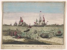 View of fishing boats in a port, 1700-1799. Creator: Unknown