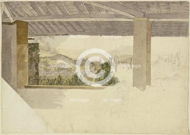 View of Florence from a loggia outside the Porta Ramona, 1829. Creator: Johann Nepomuk Rauch.
