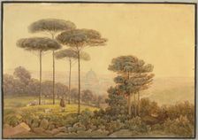 View of Florence from a tree-covered hilltop, 19th century. Creator: Unknown
