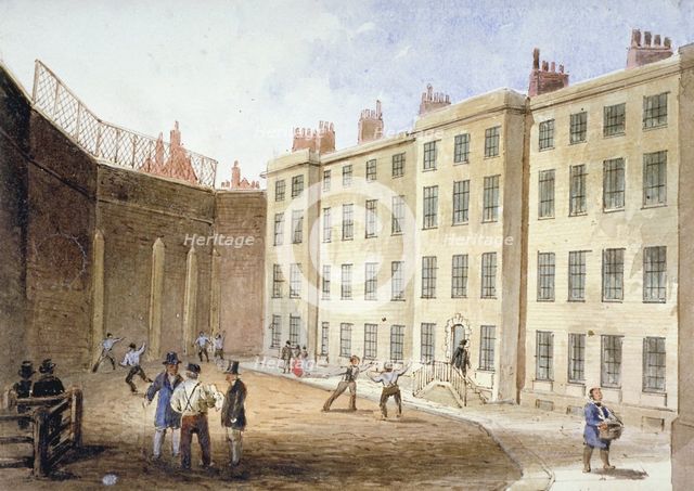 View of Fleet Prison from the tennis ground, City of London, 1845. Artist: Thomas Hosmer Shepherd