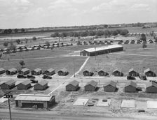 View of FSA camp Farmersville seen from water tower, Tulare County, California, 1939. Creator: Dorothea Lange