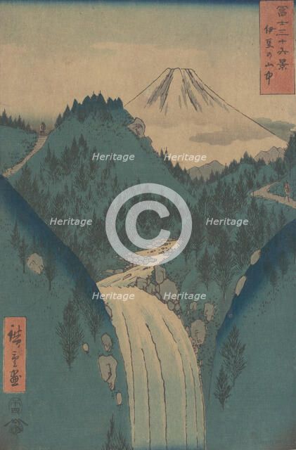 View of Fuji san from the Mountains in the Province of Izu (Izu no Sanchu), from the serie..., 1858. Creator: Ando Hiroshige.