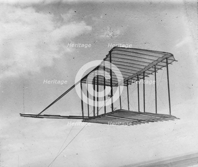 View of glider flying as a kite, 1900. Artist: Wright Brothers, (Orville and Wilbur)  