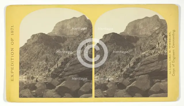 View of Grand Cañon walls, near mouth of Diamond River. From water line to first shelf..., 1871. Creator: Tim O'Sullivan.
