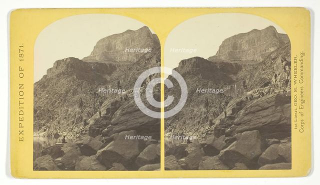 View of Grand Cañon walls, near mouth of Diamond River. From water line to first shelf..., 1871. Creator: Tim O'Sullivan.