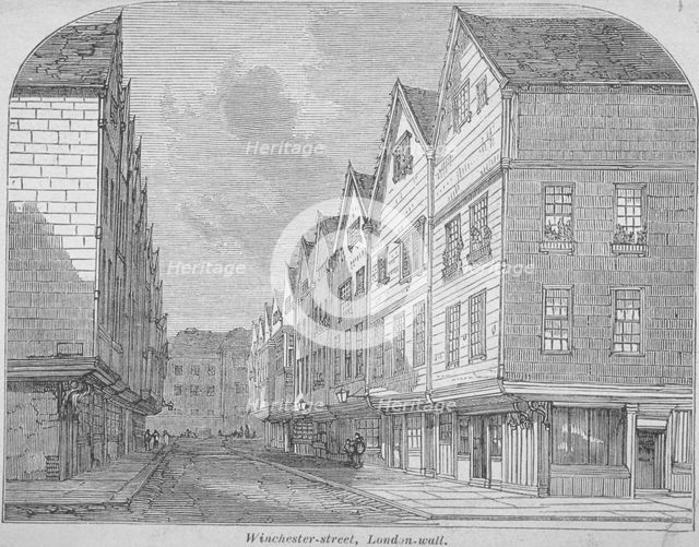 View of Great Winchester Street, City of London, 1850. Artist: Anon