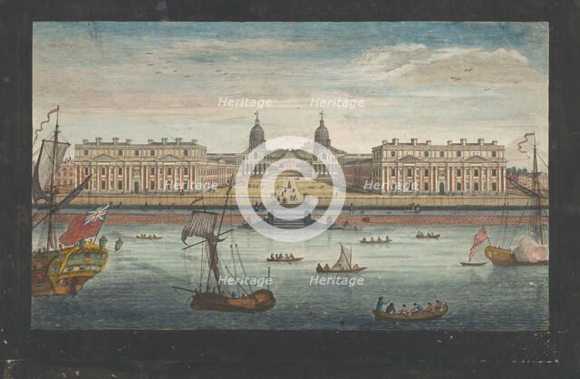 View of Greenwich Hospital on the River Thames at Greenwich, 1751. Creator: John June.