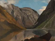View of Gudvangen, 1843. Creator: Adolph Tidemand