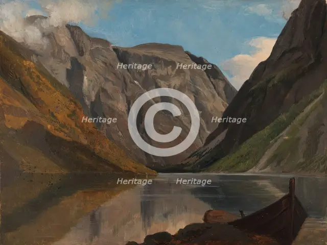 View of Gudvangen, 1843. Creator: Adolph Tidemand.