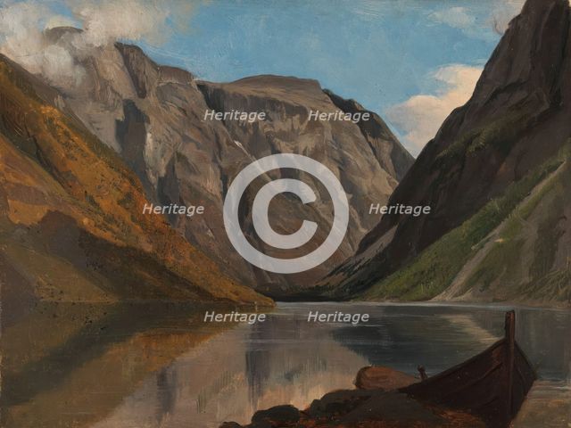 View of Gudvangen, 1843. Creator: Adolph Tidemand.