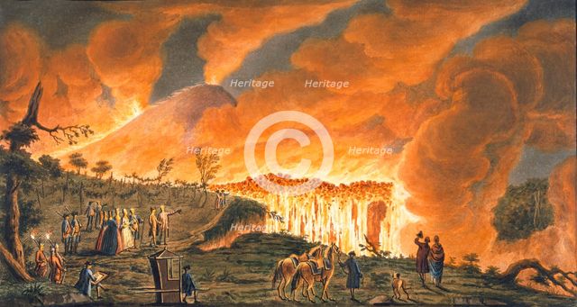 View of Hamilton escorting their Sicilian majesties on 11th May 1771,  to observe the lava flow ?, 1 Creator: Pietro Fabris (fl. 1768 - 78).