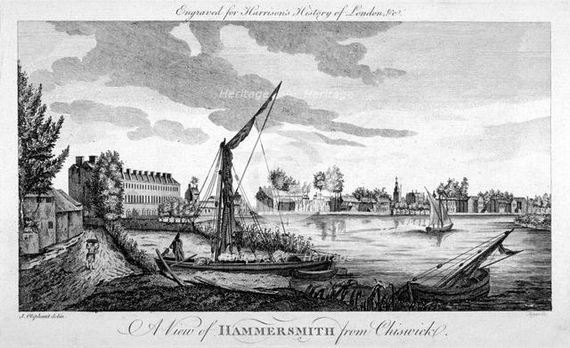 View of Hammersmith from Chiswick, London, c1770. Artist: John Royce