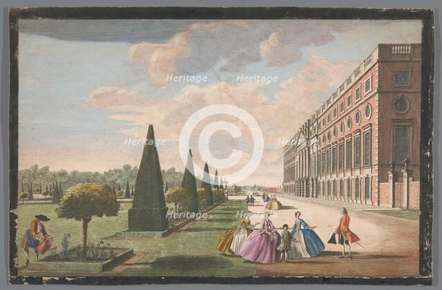 View of Hampton Court Palace in London seen from the east side, 1744. Creator: John Tinney.