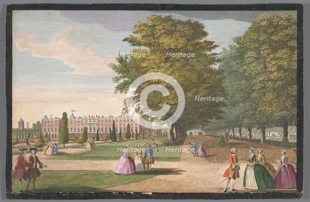 View of Hampton Court Palace in London seen from the south side, 1700-1799. Creator: Anon.