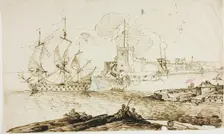 View of Harbor of Fortified Town, n.d. Creator: Unknown