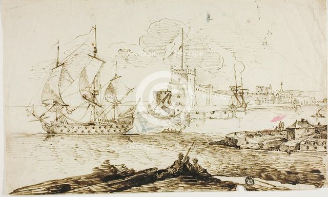 View of Harbor of Fortified Town, n.d. Creator: Unknown.