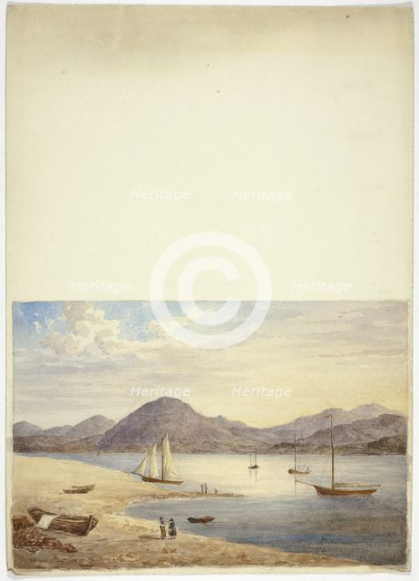 View of Harbor with Four Sailboats, n.d. Creator: Elizabeth Murray.