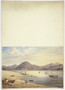 View of Harbor with Four Sailboats, n.d. Creator: Elizabeth Murray