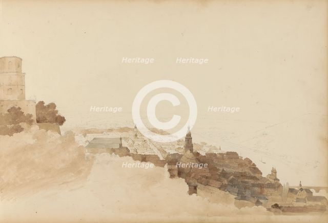 View of Heidelberg from Schloss Heidelberg, 1820-1896. Creator: Kasparus Karsen.