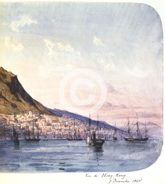 'View of Hong Kong, 7 December 1865'.  Artist: Jean Henri Zuber