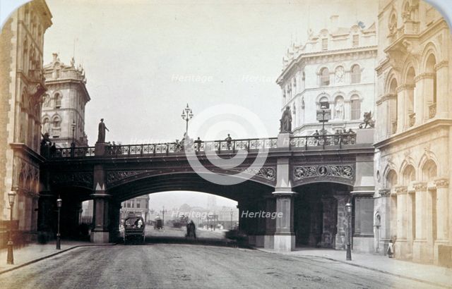 View of Holborn Viaduct from Farringdon Street, looking north, City of London, 1870. Artist: Henry Dixon
