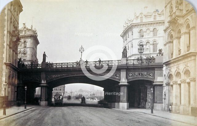 View of Holborn Viaduct from Farringdon Street, looking north, City of London, 1870. Artist: Henry Dixon