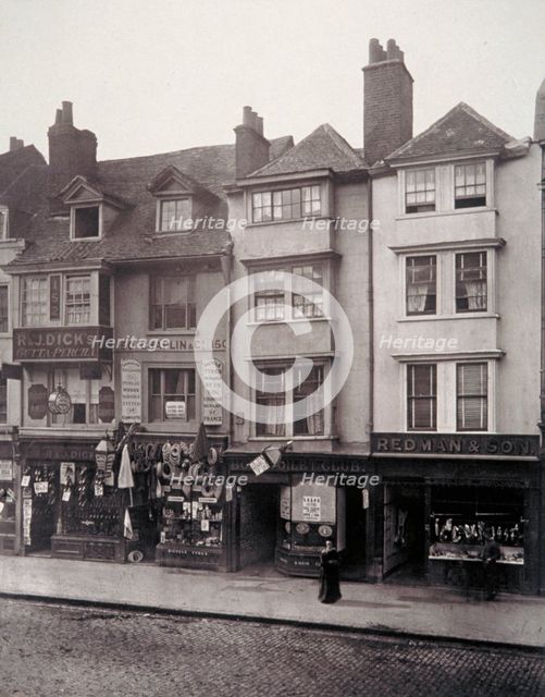 View of houses and shop fronts in Borough High Street, Southwark, London, 1881. Artist: Henry Dixon