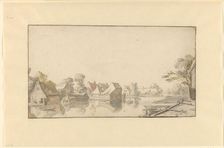 View of houses on a river, 1640-1660. Creator: Abraham de Latombe