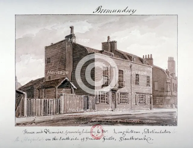 View of houses on the south side of Snowsfields, Bermondsey, London, 1828. Artist: John Chessell Buckler