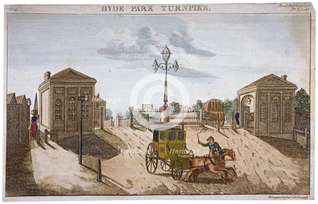 View of Hyde Park Corner Turnpike, Westminster, London, 1792.                                  Artist: Barak Longmate Jr