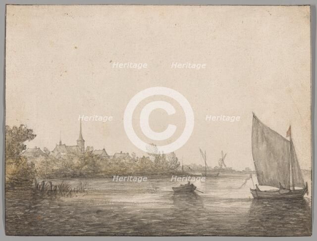 View of IJsselmonde Seen Across the New Maas, c.1640. Creator: Aelbert Cuyp.