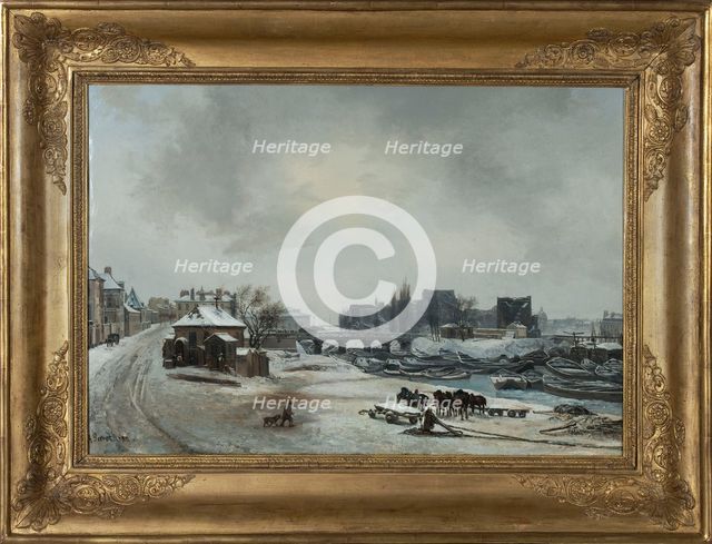 View of ile Louviers ; in snow, 1830. Creator: Antoine Perrot.