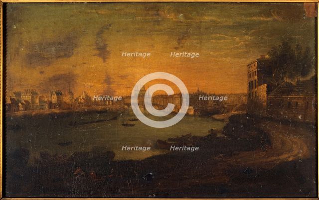 View of ile Saint-Louis and ile de la Cite, from the tip of Arsenal, c1750. Creator: Le Roux.