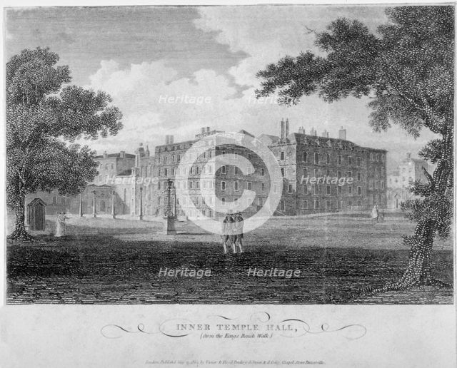 View of Inner Temple Hall from King's Bench Walk, City of London, 1804.                              Artist: John Greig
